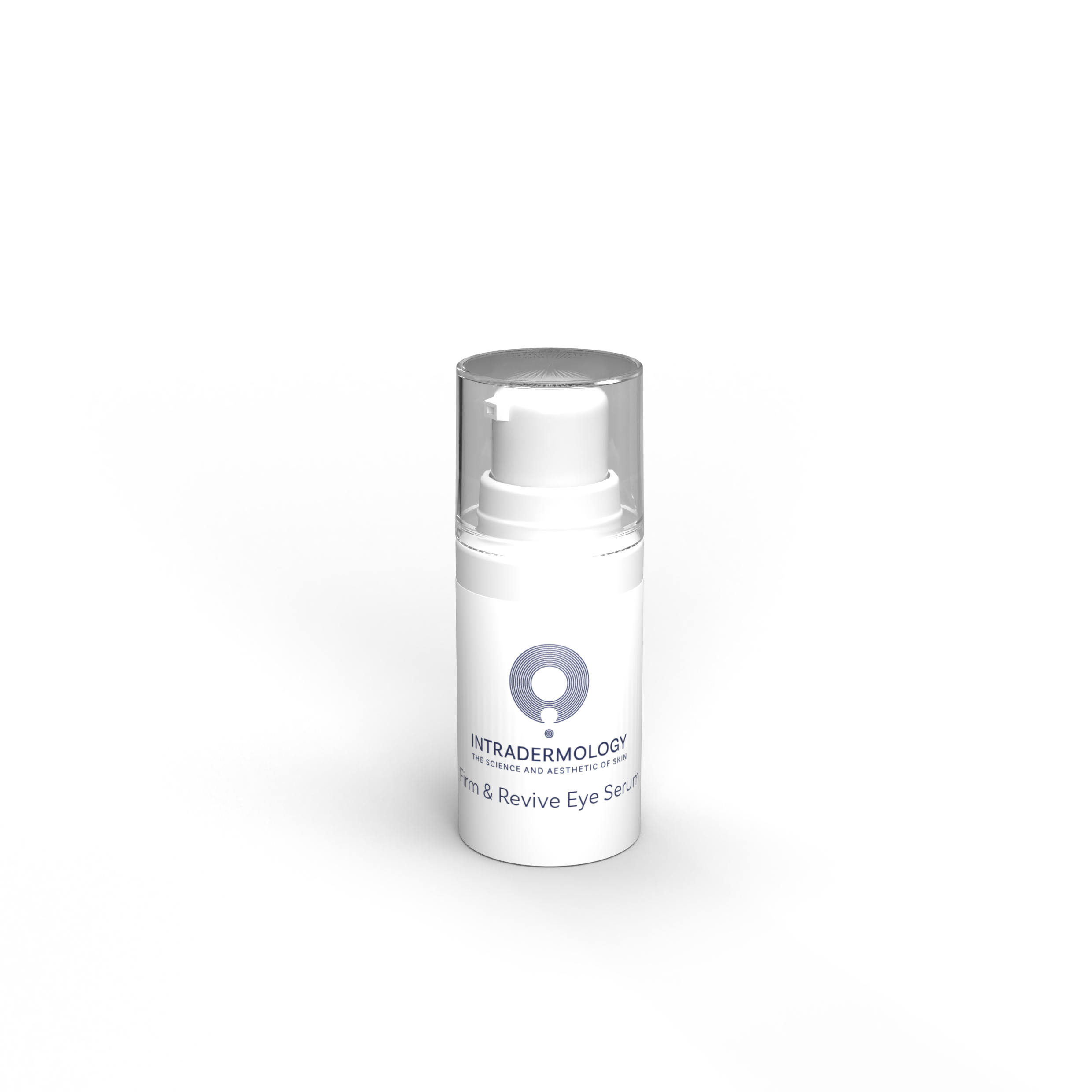 Skincare serum bottle with logo on a white backgroundIntradermology Firm and revive eye serum