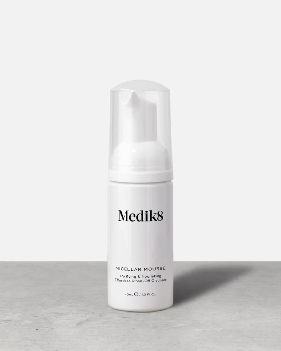 Medik8 micellar mousse bottle on a white background