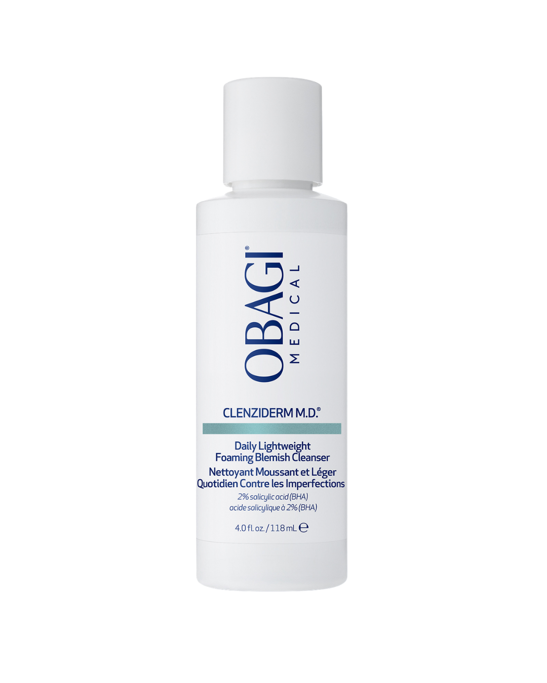 A white bottle of Obagi Medical Clenzderm M.D.
